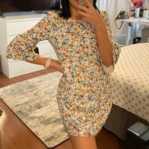 NWT Zara Floral Print Frilled Sleeve Mini Dress M